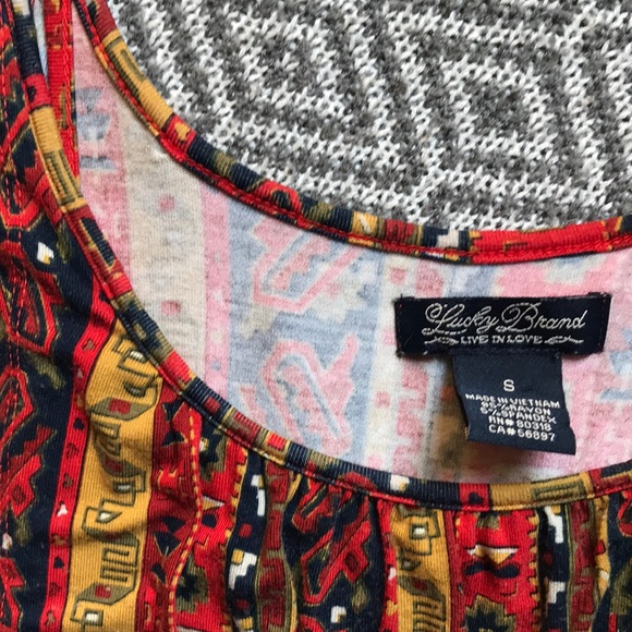 Lucky Brand Summer Nights Jordana Boho Midi Dress Geo Geometric Print Striped - Picture 8 of 9